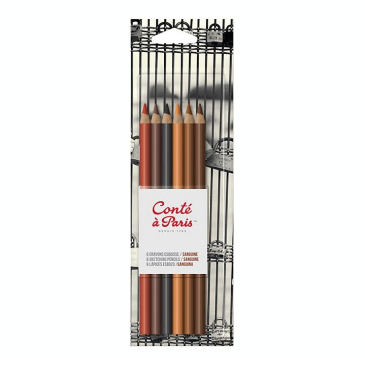 Crayon esquisse Set Sanguine x 6 - Conté à Paris - Rougier et Plé