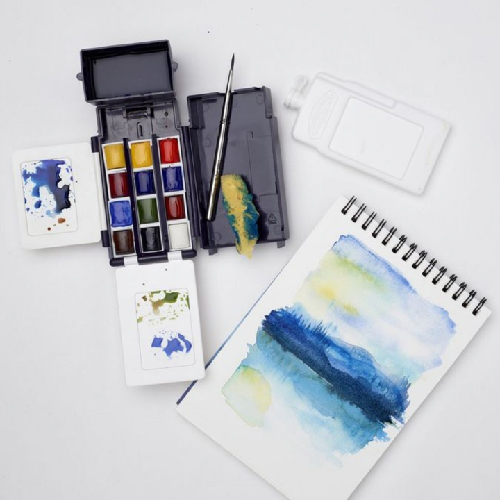 Aquarelle fine Cotman Boite de terrain 12 demi-godets - Winsor & Newton - Rougier et Plé