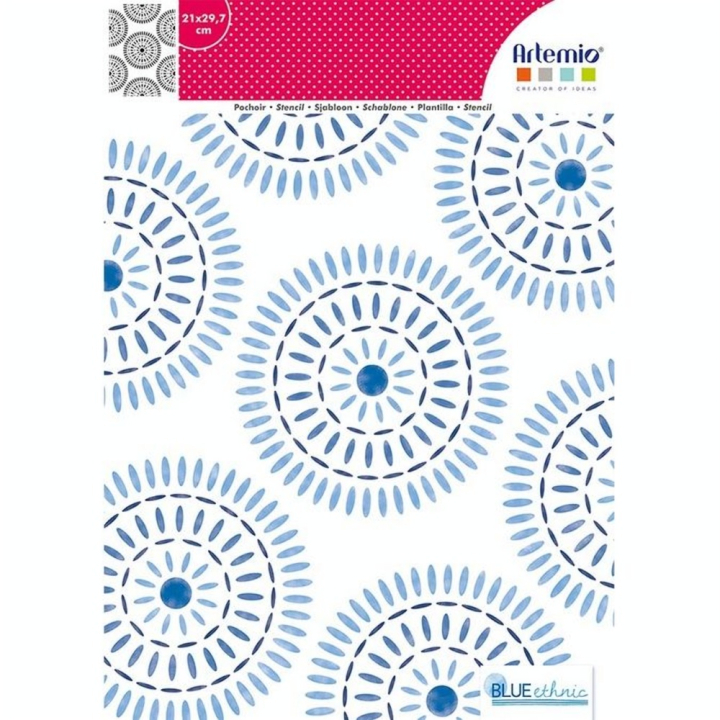 Pochoir Blue Ethnic - 21 x 29,7 cm - Rosaces - Artemio - Rougier et Plé
