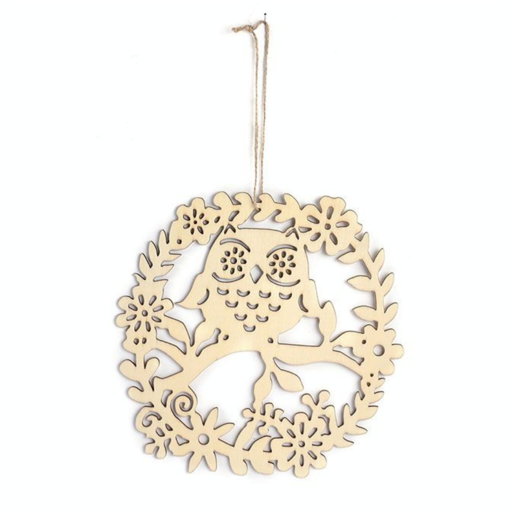 Suspension ajourée en bois Hibou Ø 22 cm - Graine Créative - Rougier et Plé