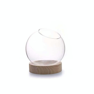 Vase globe + Socle en bois 14 x Ø 13 cm - Graine Créative - Rougier et Plé
