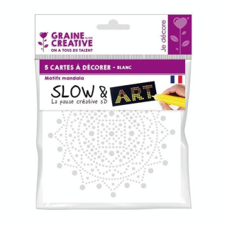 Pré-dessiné Slow & Art 5 Cartes Mandala blanc - Graine Créative - Rougier et Plé