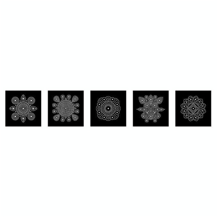 Pré-dessiné Slow & Art 5 Cartes Mandala noir - Graine Créative - Rougier et Plé