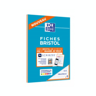 Fiche Bristol 2.0 Perforée 30 fiches Couleurs A5 - Oxford - Rougier et Plé