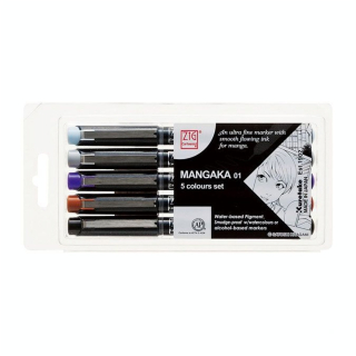 Feutre Mangaka Pochette 0.25 mm x 5 pcs - Zig - Rougier et Plé