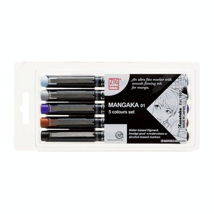 Feutre Mangaka Pochette 0.25 mm x 5 pcs - Zig - Rougier et Plé