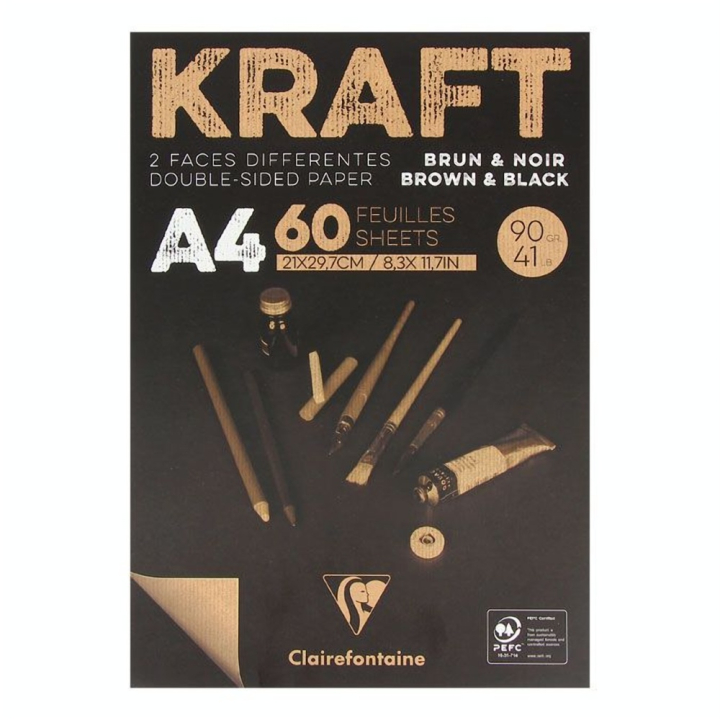 Bloc de papier Kraft Double Face marron et noir 90 g/m² - Clairefontaine - Rougier et Plé