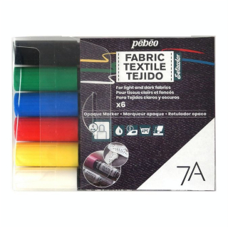 Marqueur textile Opaque 7A Set de base 6 couleurs - Pébéo - Rougier et Plé