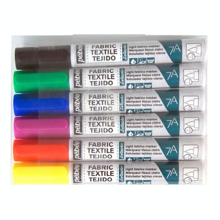 Marqueur textile Tissus clairs 7A Set de base 6 couleurs - Pébéo - Rougier et Plé