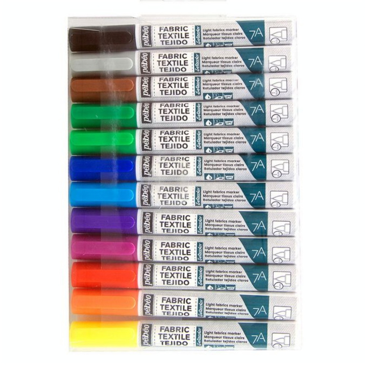 Marqueur textile Tissus clairs 7A Set de base 12 couleurs - Pébéo - Rougier et Plé
