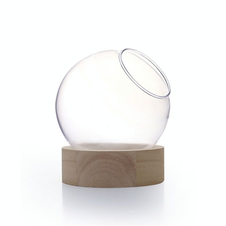 Vase globe sur socle en bois Ø 20 cm - Graine Créative - Rougier et Plé