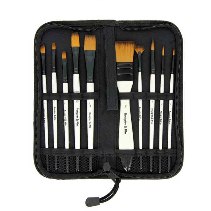 Pinceaux courts fibres synthétiques Pochette de 10 - Rougier&Plé - Rougier et Plé