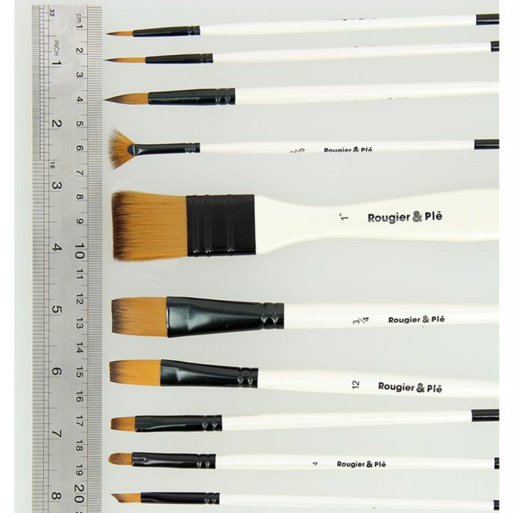 Pinceaux courts fibres synthétiques Pochette de 10 - Rougier&Plé - Rougier et Plé