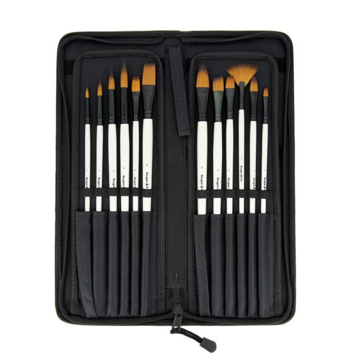 Pinceaux longs fibres synthétiques Pochette de 12 - Rougier&Plé - Rougier et Plé