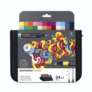 Feutre pinceau à alcool BrushMarker Trousse 24 couleurs Étudiant Designer - Winsor & Newton - Rougier et Plé