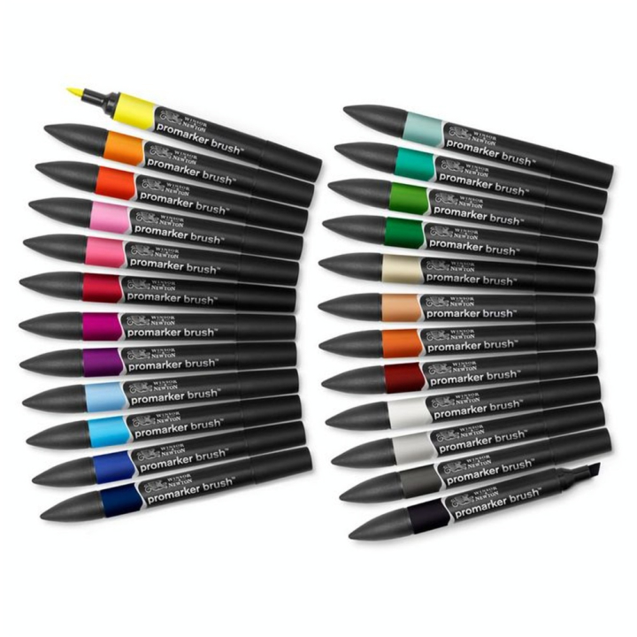 Feutre pinceau à alcool BrushMarker Trousse 24 couleurs Étudiant Designer - Winsor & Newton - Rougier et Plé