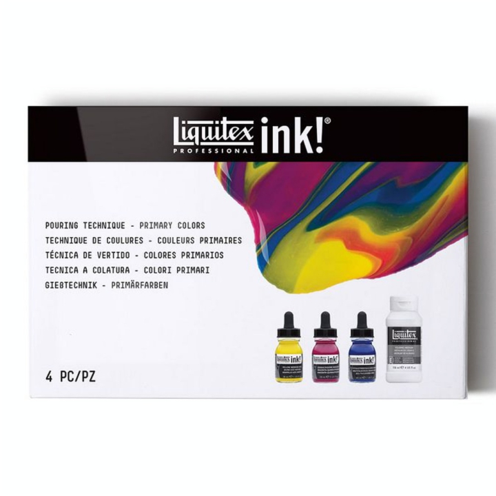 Encre acrylique Set Pouring ink! Technique de coulures Couleurs primaires - Liquitex - Rougier et Plé