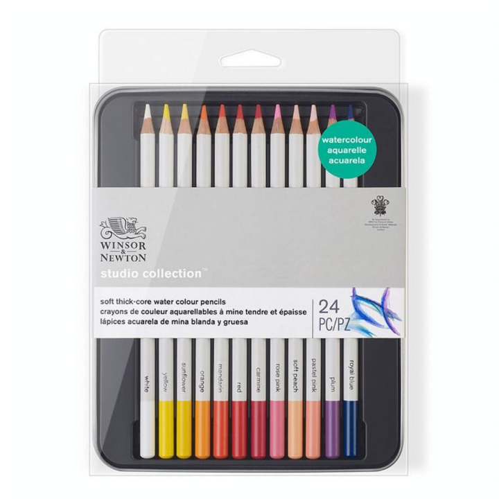 Crayon de couleur Studio Aquarellable Boîte métal de 24 - Winsor & Newton - Rougier et Plé
