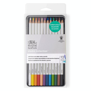 Crayon de couleur Studio Aquarellable Boîte métal de 12 - Winsor & Newton - Rougier et Plé