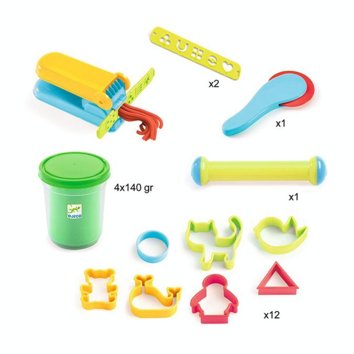 Pâte à modeler 1er âge 4 pots et 17 outils - Djeco - Rougier et Plé