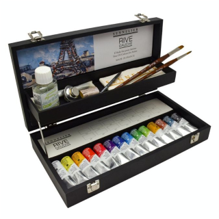 Peinture à l'huile fine Rive Gauche Coffret bois noir 14 x 40 ml - Sennelier - Rougier et Plé