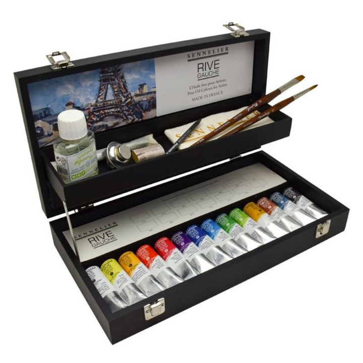 Peinture à l'huile fine Rive Gauche Coffret bois noir 14 x 40 ml - Sennelier - Rougier et Plé