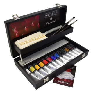 Peinture acrylique extra-fine Coffret bois noir 13 x 60 ml - Sennelier - Rougier et Plé