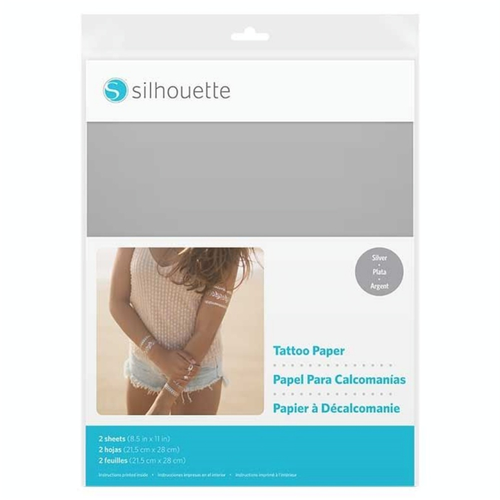 Papier pour tatouage éphémère Argent 21.6 x 28 cm 2 pcs - Silhouette - Rougier et Plé