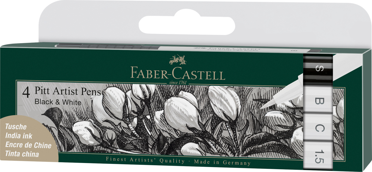 Feutre Pitt set Noir et Blanc par 4 - Faber-Castell - Rougier et Plé