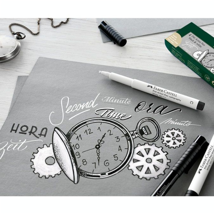 Feutre Pitt set Noir et Blanc par 4 - Faber-Castell - Rougier et Plé