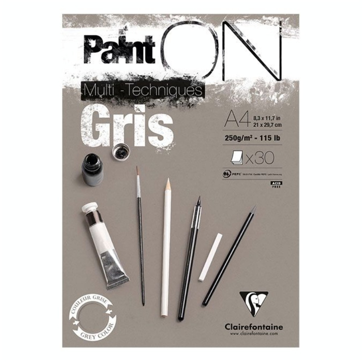 Bloc Paint'On papier Gris 250 g/m² 30 F - Clairefontaine - Rougier et Plé