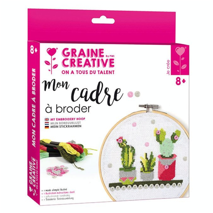 Tambour à broder kit Cactus Ø 155 mm - Graine Créative - Rougier et Plé