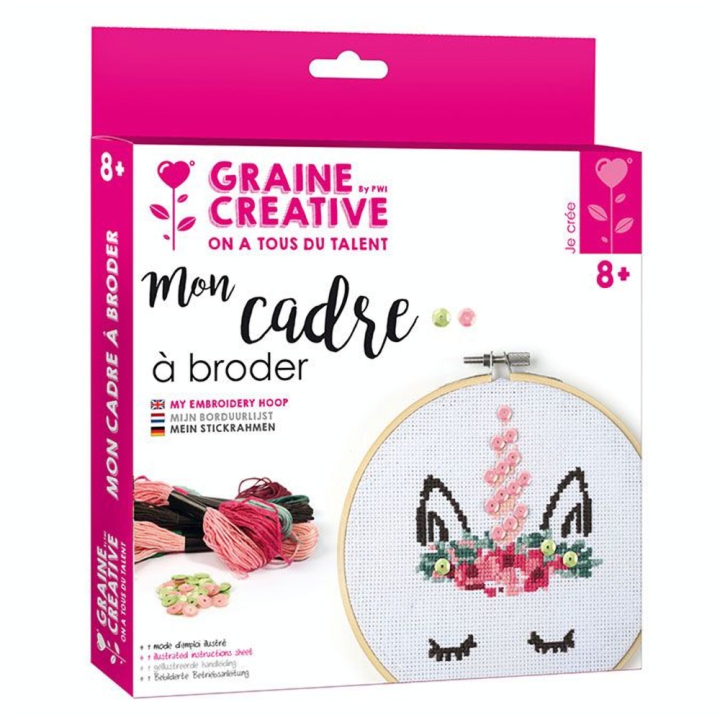Tambour à broder kit Licorne Ø 155 mm - Graine Créative - Rougier et Plé