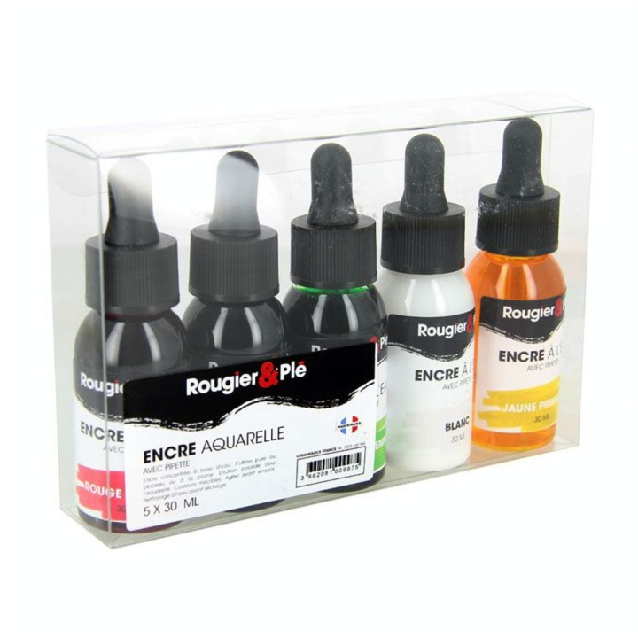 Encre à l'eau Set 5 x 30 ml - Rougier&Plé - Rougier et Plé