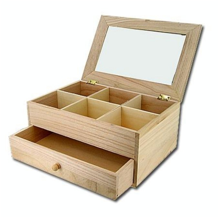 Coiffeuse en bois 6 compartiments et 1 tiroir 26 x 17,5 x 11,5 cm - Artemio - Rougier et Plé