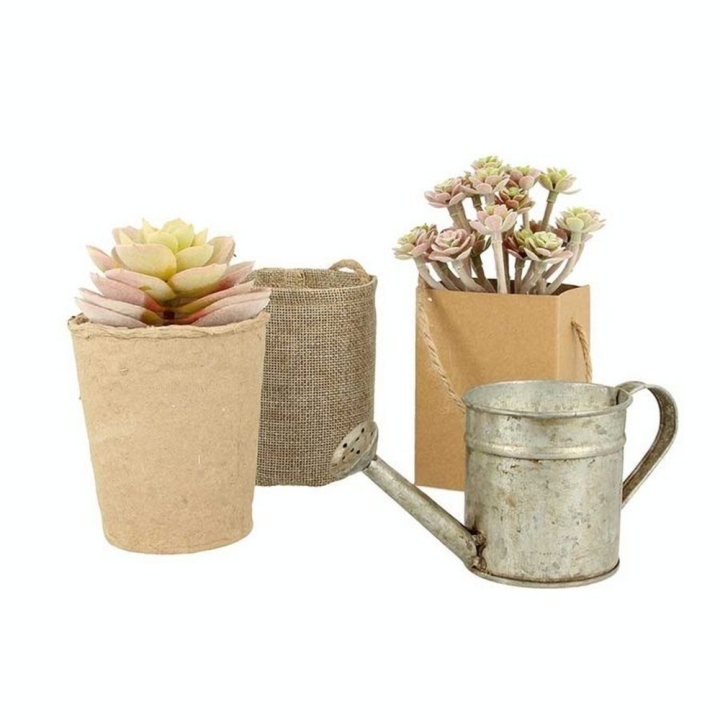Pot en jute + mousse polystyrène 10 x 11.4 cm - Artemio - Rougier et Plé