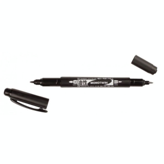 Feutre permanent Mono Twin base Huile Double pointe Noir - Tombow - Rougier et Plé