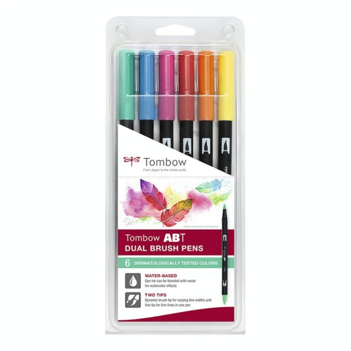 Feutre pour la peau ABT Dual Brush Pen 6 Couleurs - Tombow - Rougier et Plé
