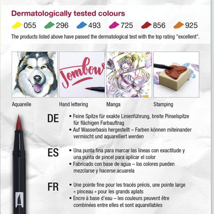 Feutre pour la peau ABT Dual Brush Pen 6 Couleurs - Tombow - Rougier et Plé