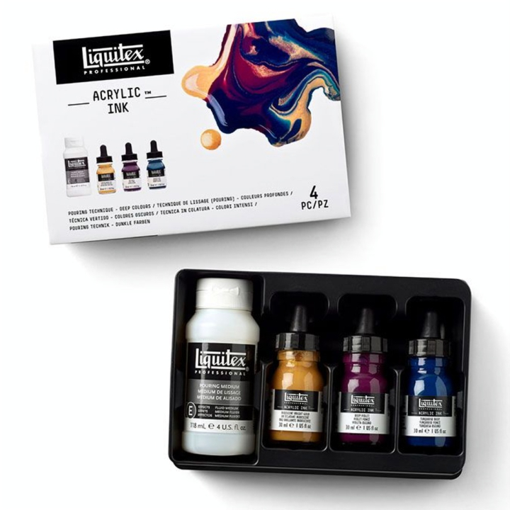 Encre acrylique Set Pouring ink! Technique de coulures Couleurs intenses - Liquitex - Rougier et Plé