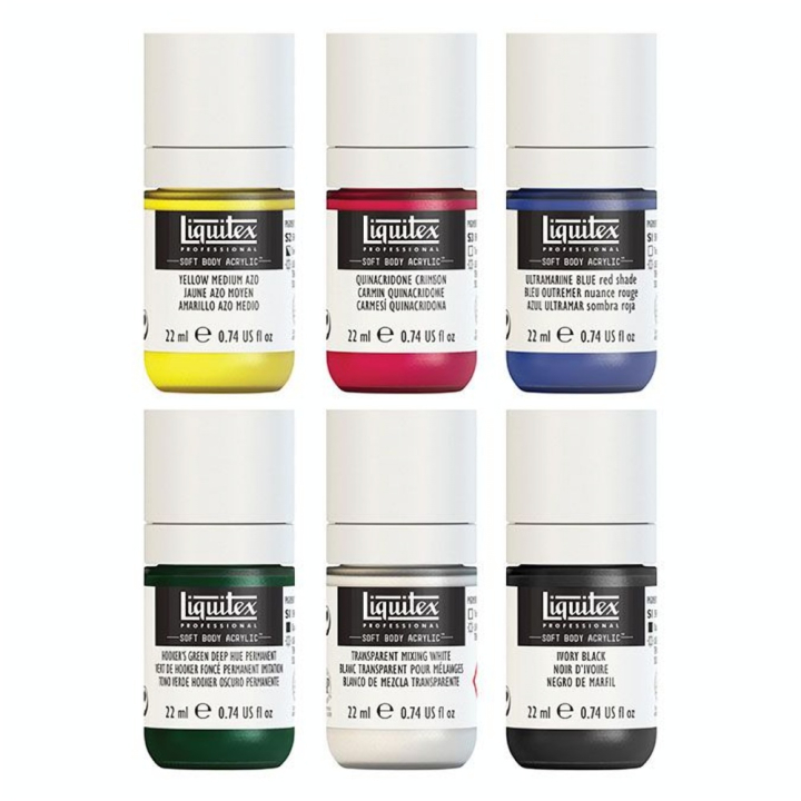 Peinture acrylique Soft Body fluide 59 ml Set Mélanges n°1 - 6 x 22 ml - Liquitex - Rougier et Plé