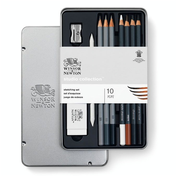 Crayon esquisse Studio Collection x 6 + outils - Winsor & Newton - Rougier et Plé
