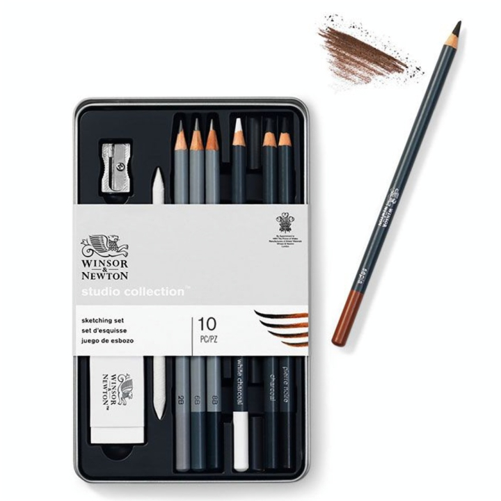 Crayon esquisse Studio Collection x 6 + outils - Winsor & Newton - Rougier et Plé