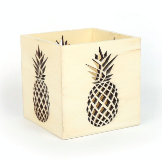 Photophore en bois Ananas 10 x 10 x 10 cm - Graine Créative - Rougier et Plé