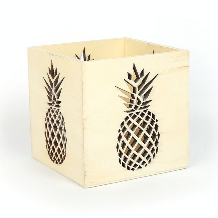 Photophore en bois Ananas 10 x 10 x 10 cm - Graine Créative - Rougier et Plé