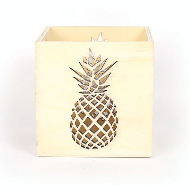 Photophore en bois Ananas 10 x 10 x 10 cm - Graine Créative - Rougier et Plé