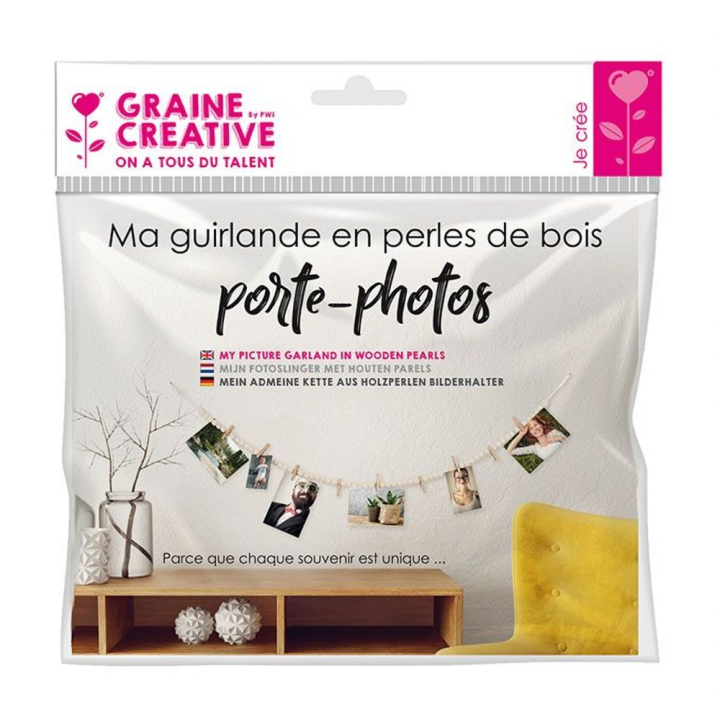 Guirlande en perles de bois pour 9 photos - Graine Créative - Rougier et Plé