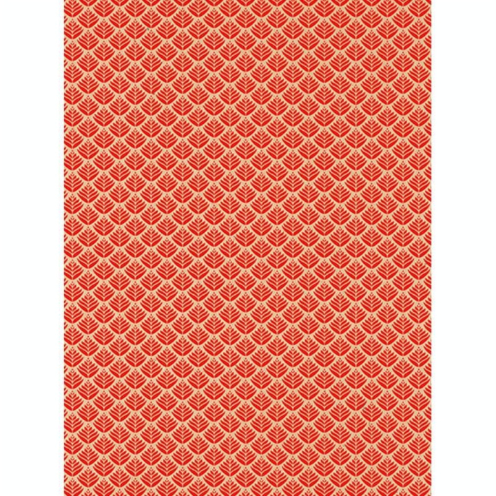 Kraft brut 70g/m² motif Fleurs rouges Rouleau 35 cm x 5 m - Clairefontaine - Rougier et Plé