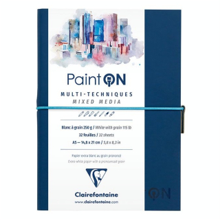 Carnet Paint'On papier à grain Blanc 250 g/m² A5 32 F - Clairefontaine - Rougier et Plé