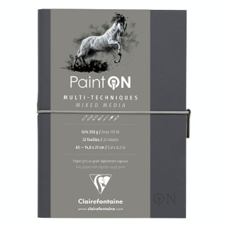 Carnet Paint'On papier Gris 250 g/m² A5 32 F - Clairefontaine - Rougier et Plé